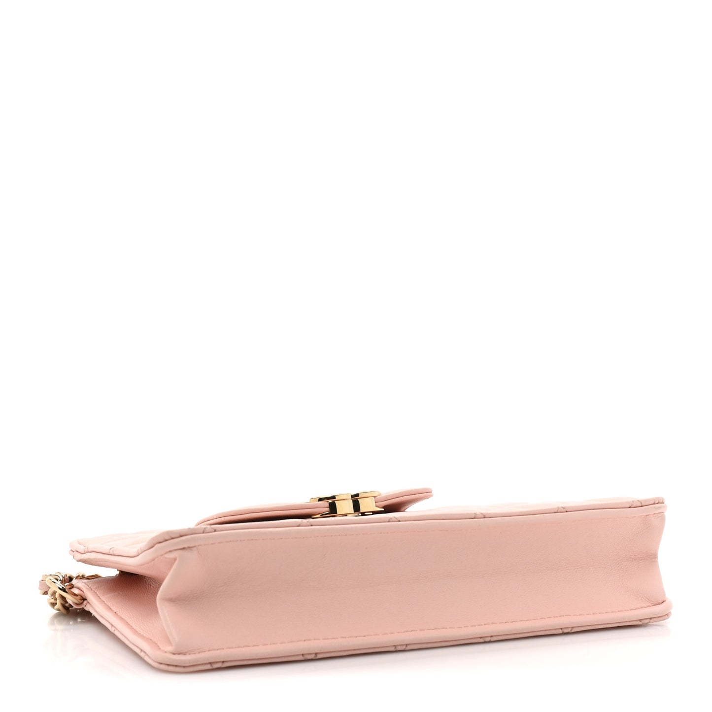 Lambskin Quilted CC Pouch Wristlet Pink