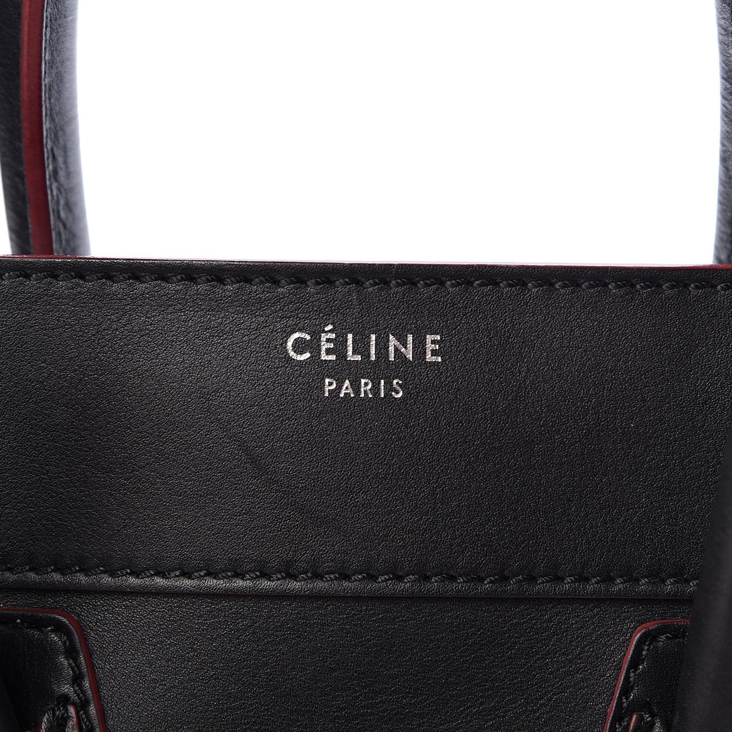 Smooth Calfskin Mini Luggage Black Pink Trim