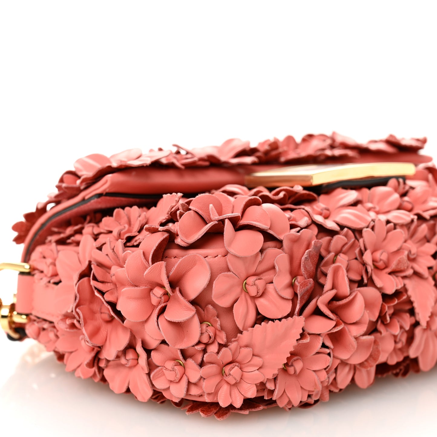 Vitello Grace 3D Floral Embroidered Flower Mini Baguette Rosa Pesca