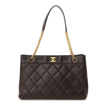 Chanel Caviar Quilted Shopping Tote Dark Brown 1 of 14