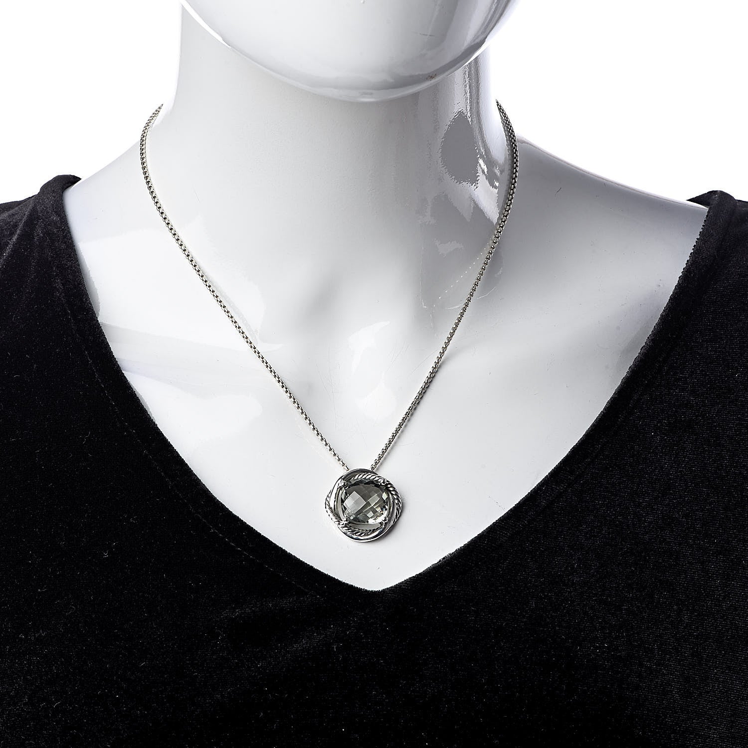 David Yurman Sterling Silver Prasiolite 14mm Infinity Pendant Necklace 2 of 4