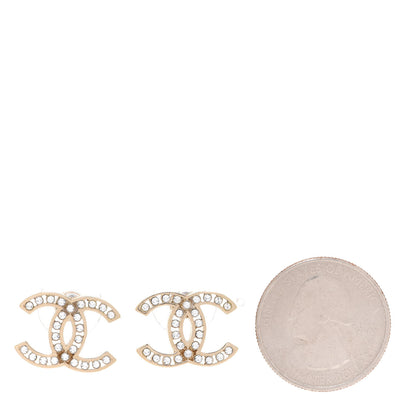 Chanel Crystal Mini Timeless CC Earrings Gold 2 of 5