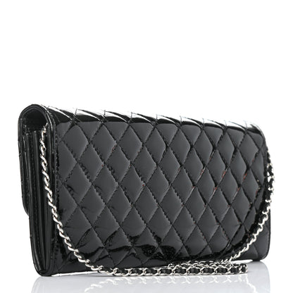 Chanel Patent Calfskin Quilted Brilliant East West Flap Clutch Black 2 of 5