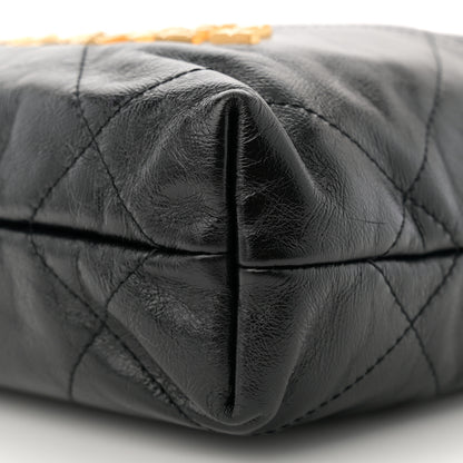 Chanel Shiny Crumpled Calfskin Quilted Pearl Mini Chanel 22 Black 10 of 11