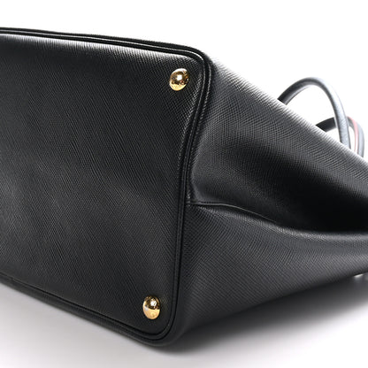Prada Saffiano Cuir Large Double Bag Black Fuoco 9 of 9