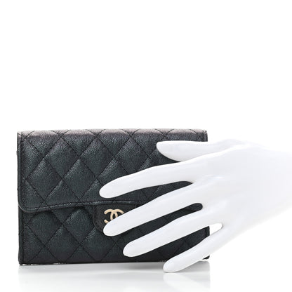 Chanel Iridescent Caviar Quilted Medium Flap Wallet Black 2 of 8