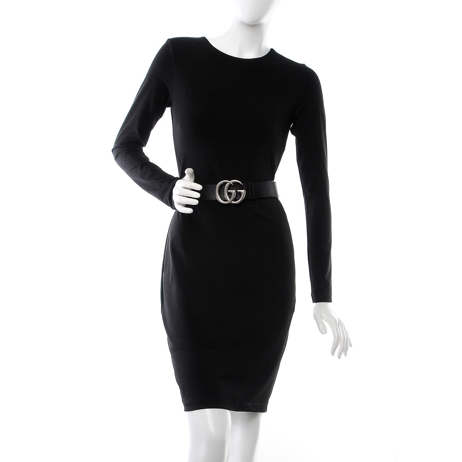Gucci Textured Dollar Calfskin Nickel Double G 40mm Belt 75 30 Black 2 of 6