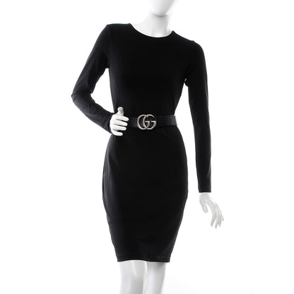 Gucci Textured Dollar Calfskin Nickel Double G 40mm Belt 75 30 Black 2 of 6