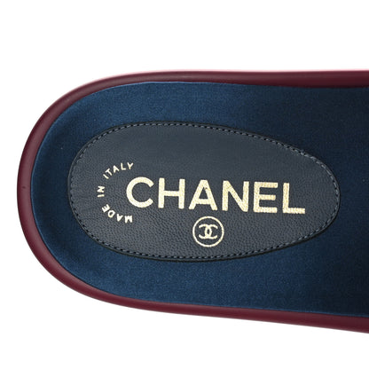 Chanel Satin Chain Slides Sandals Flats 40 Dark Fuchsia 8 of 9