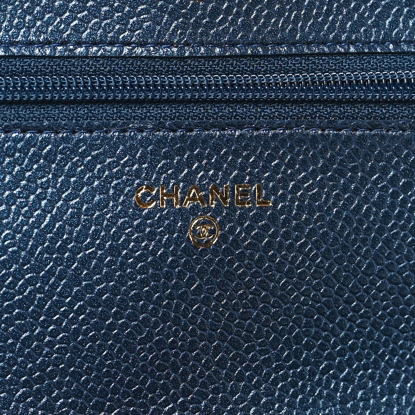 Caviar Quilted Wallet on Chain WOC Dark Blue