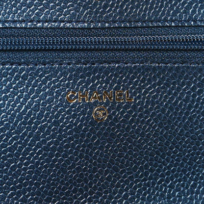 Chanel Caviar Quilted Wallet on Chain WOC Dark Blue 6 of 10