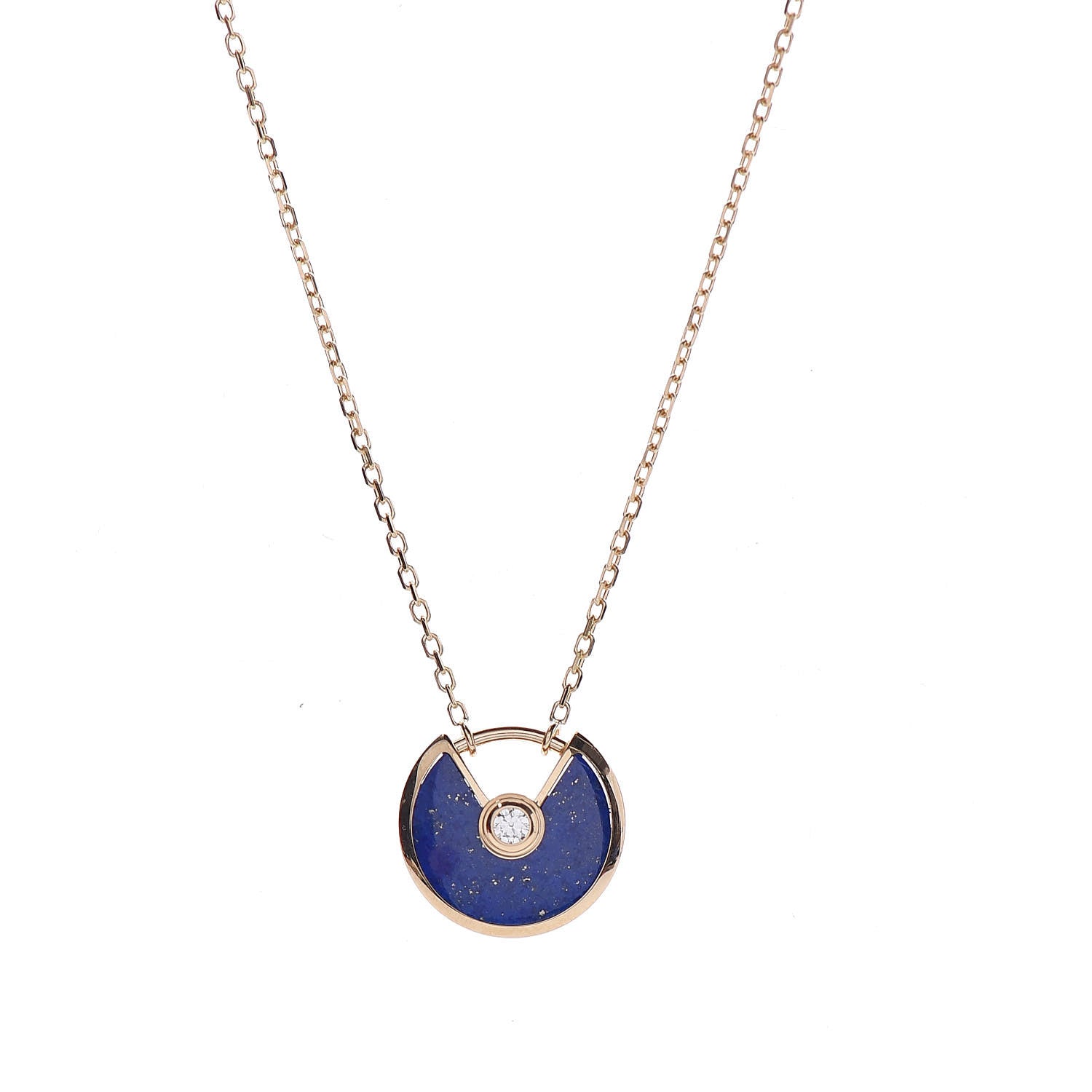 Cartier 18K Yellow Gold Diamond Lapis Lazuli XS Amulette de Pendant Necklace 4 of 7