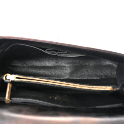 Chanel Glazed Calfskin Lizard Chevron Quilted Small Coco Handle Flap Black 5 of 10
