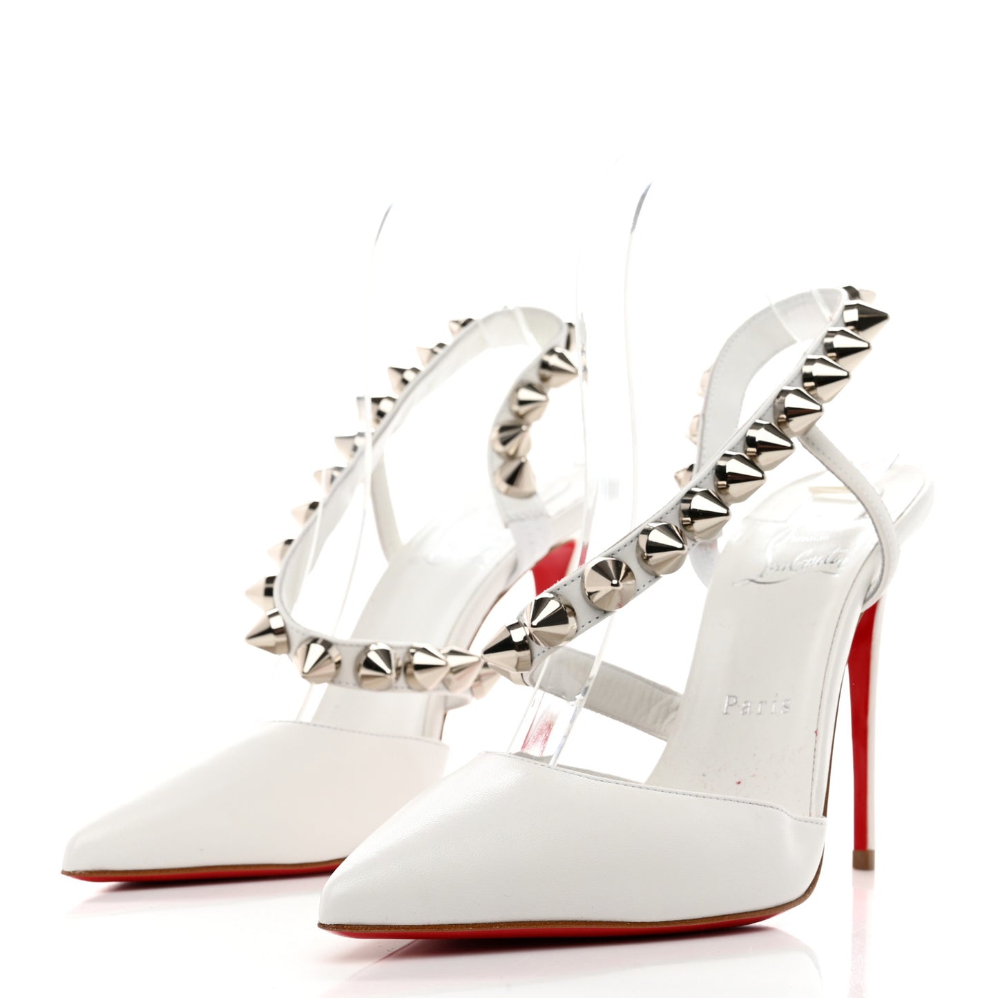 Calfskin Spikita Slingback 100 Stiletto Pumps 38.5 White