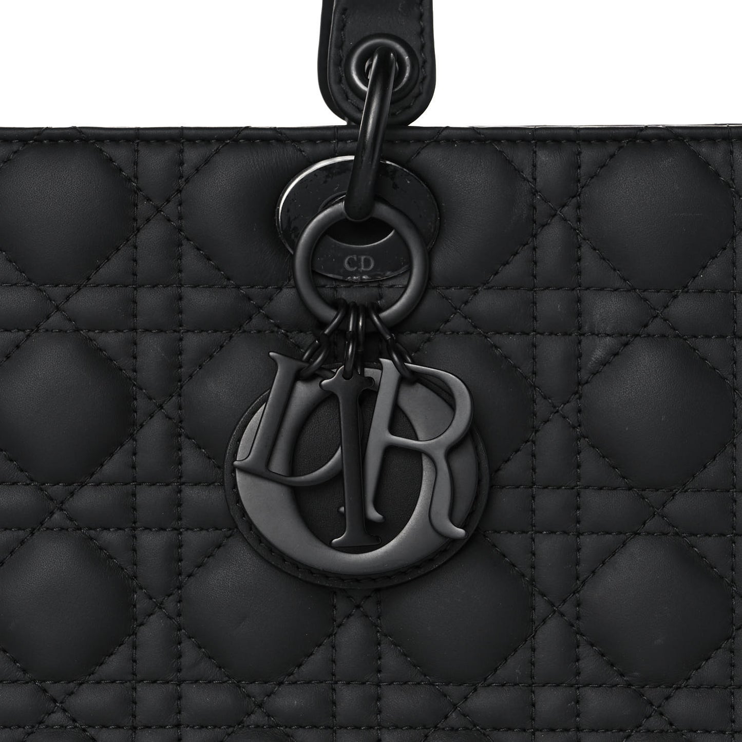 Ultra Matte Calfskin Cannage Large Lady Dior Black