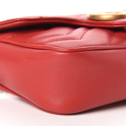 Gucci Calfskin Matelasse Super Mini GG Marmont Shoulder Bag Hibiscus Red 10 of 12