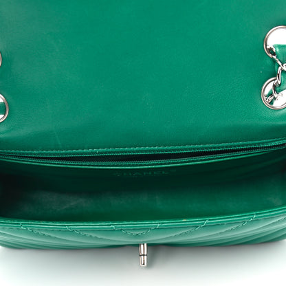 Chanel Lambskin Chevron Quilted Medium Single Flap Green 5 of 10