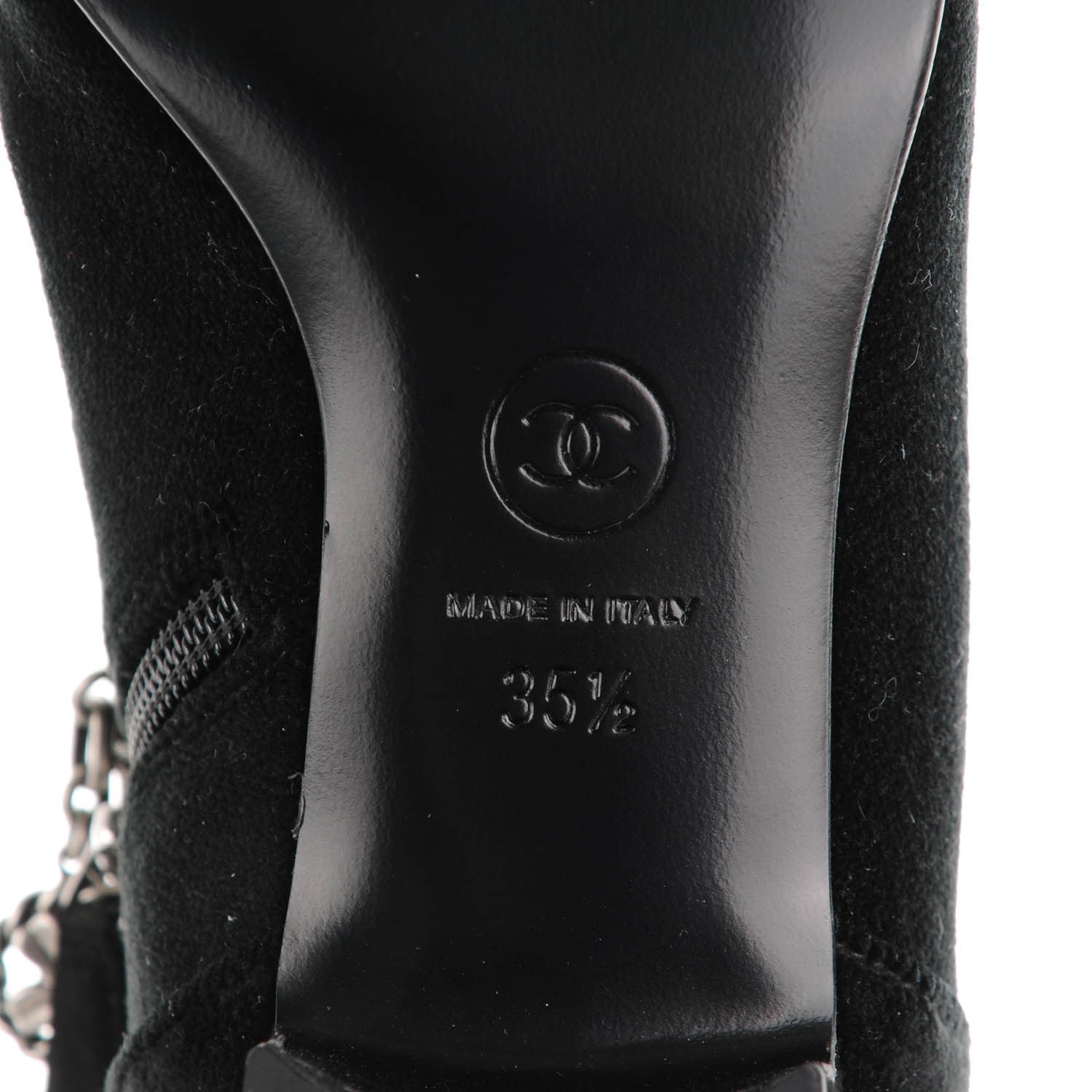 Chanel Velvet Suede Charm Chain Short Boots 35.5 Black 8 of 8