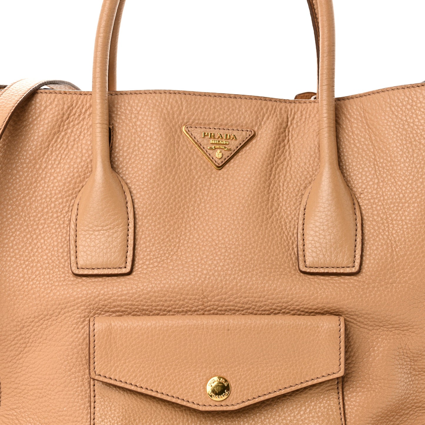 Vitello Daino Front Pocket Shopping Tote Noisette