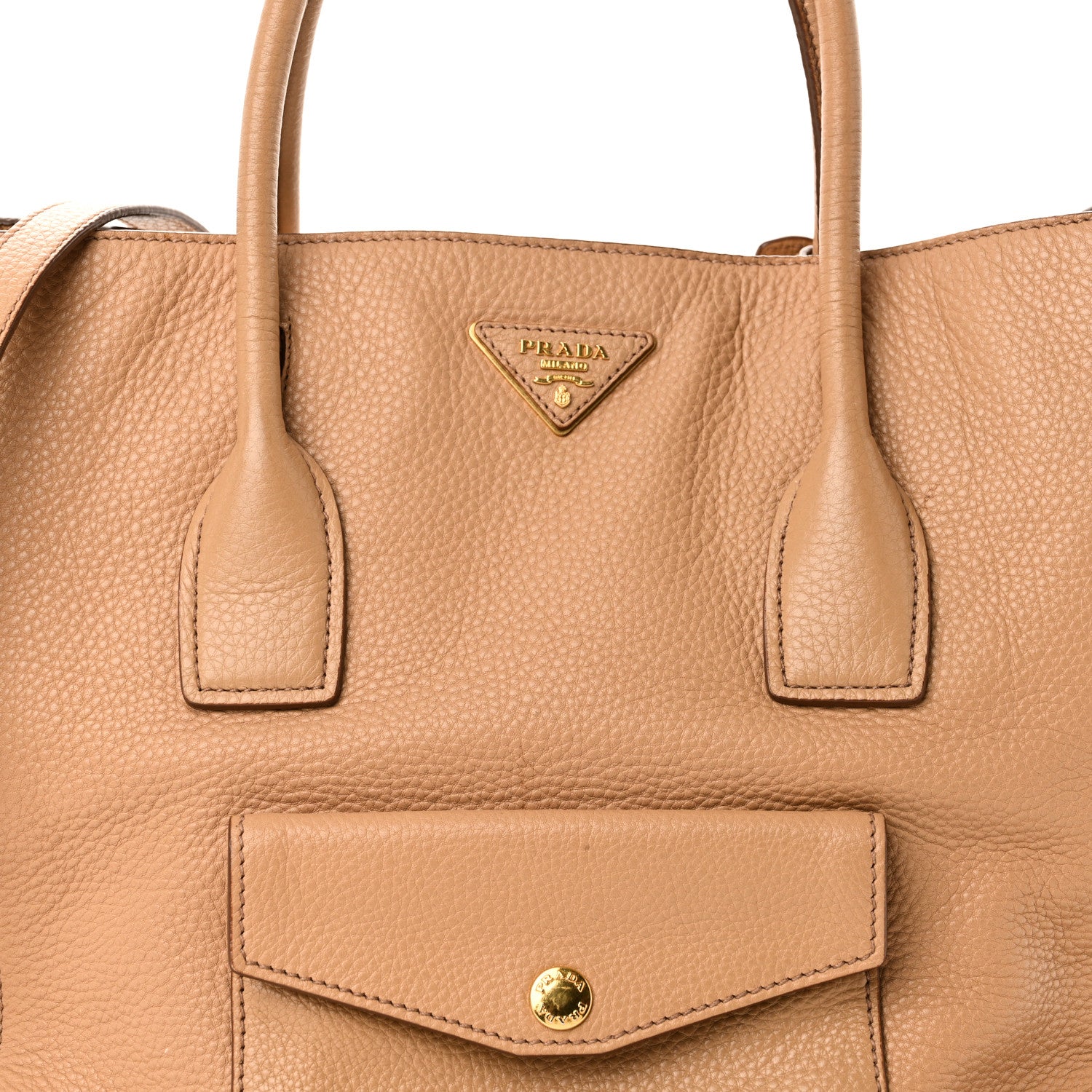 Prada Vitello Daino Front Pocket Shopping Tote Noisette 7 of 9