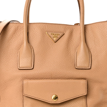 Prada Vitello Daino Front Pocket Shopping Tote Noisette 7 of 9