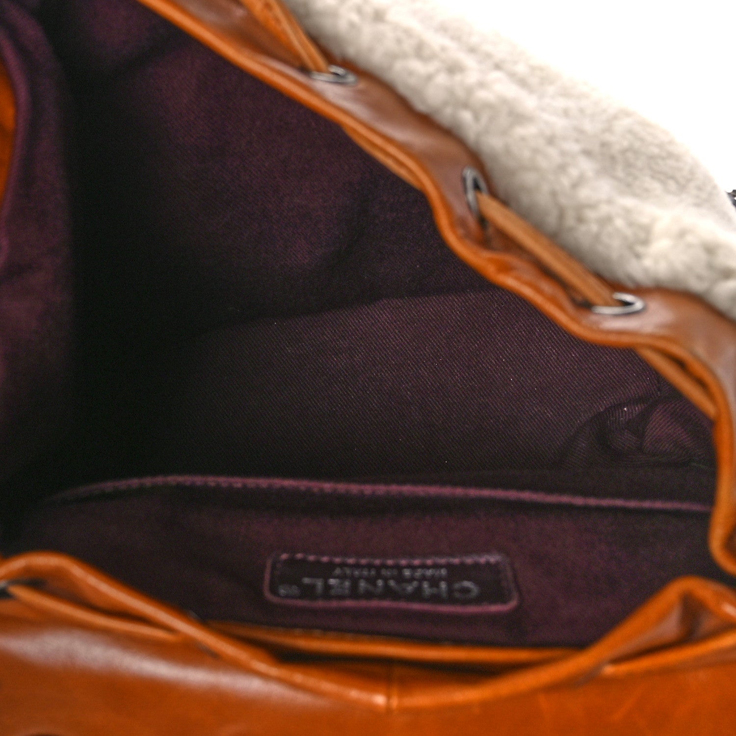 Chanel Glazed Calfskin Shearling Quilted Small Mountain Backpack Brown 4 of 15