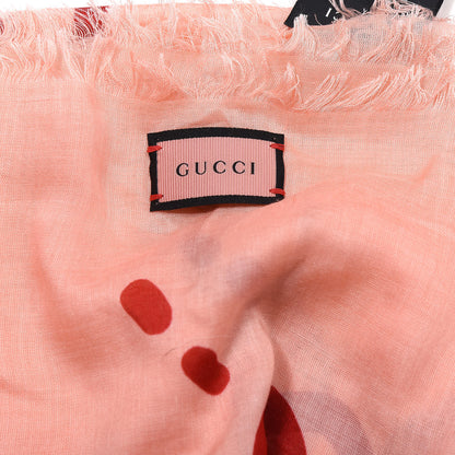 Gucci Modal Silk GG Writers Shawl Roseate Red 4 of 5