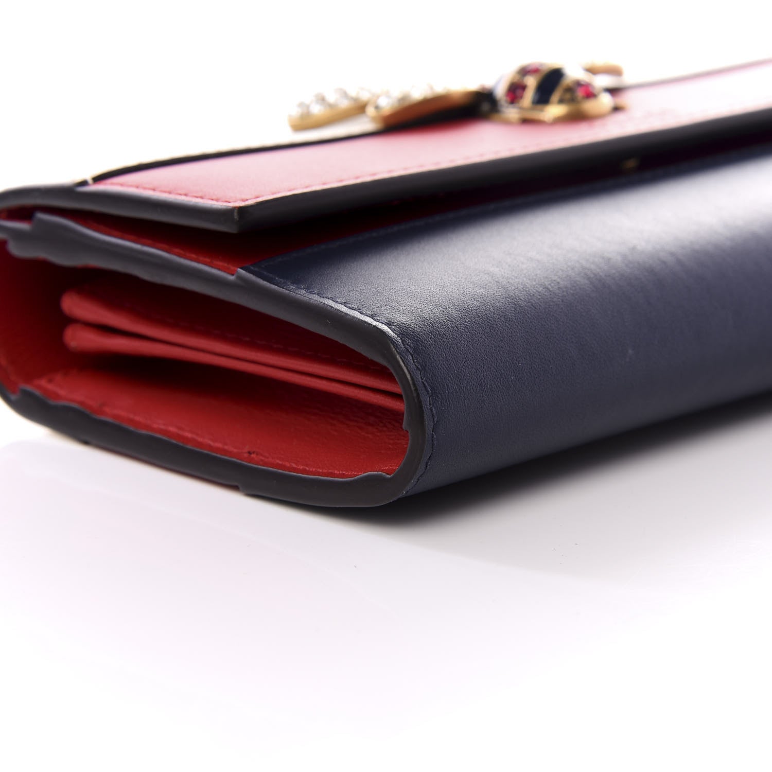 Gucci Calfskin Queen Margaret Flap Wallet Blue Agata Hibiscus Red Mystic White 6 of 9