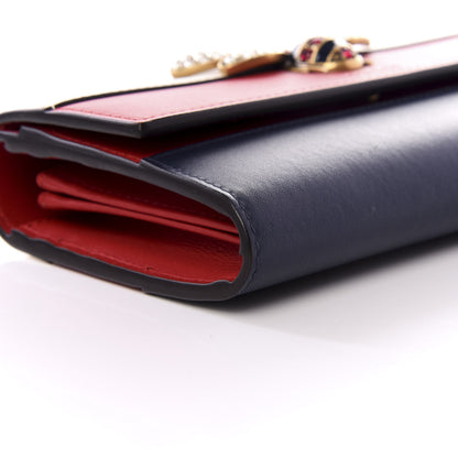 Gucci Calfskin Queen Margaret Flap Wallet Blue Agata Hibiscus Red Mystic White 6 of 9