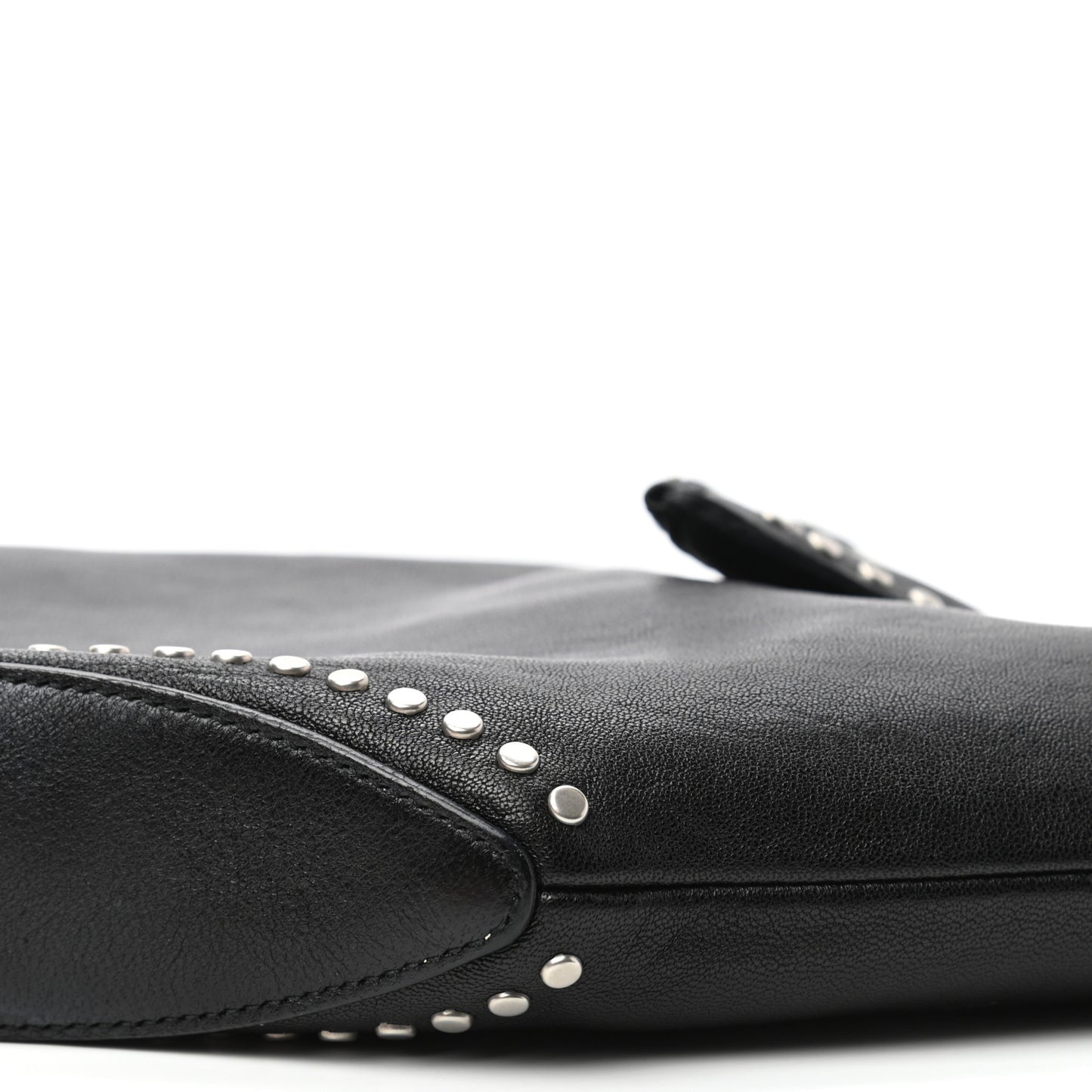 Calfskin Studded De Manta Clutch Black