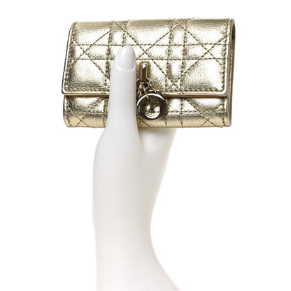 Christian Dior Metallic Lambskin Cannage My Dior Glycine Wallet Gold 2 of 7
