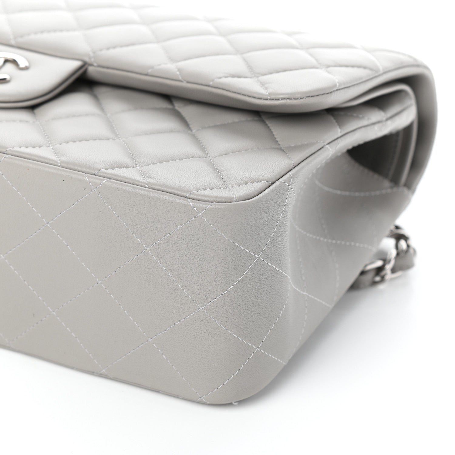 Chanel Lambskin Quilted Jumbo Double Flap Grey 10 of 10
