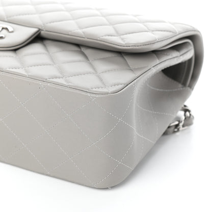 Chanel Lambskin Quilted Jumbo Double Flap Grey 10 of 10