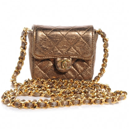 Chanel Quilted Leather Micro Mini Flap Bronze 1 of 8