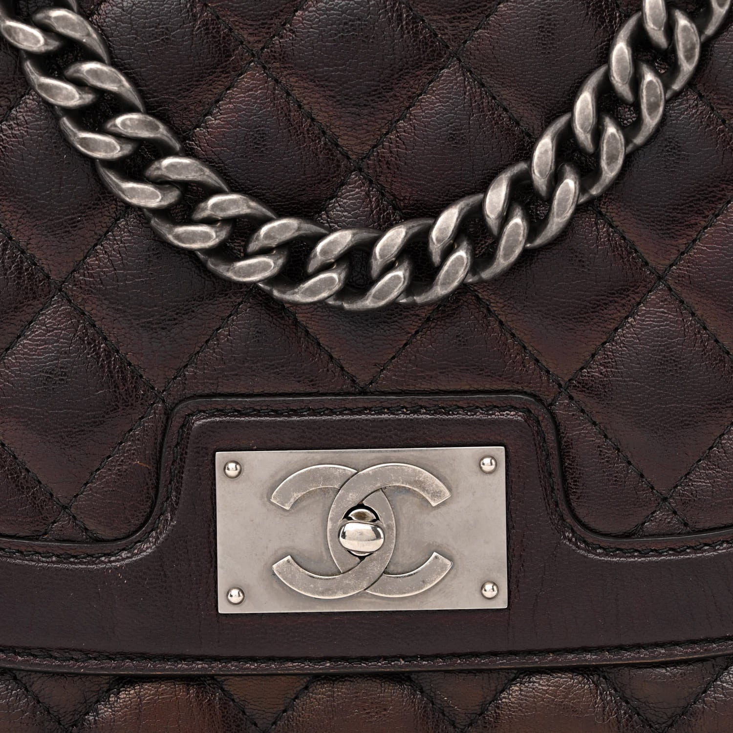 Chanel Shiny Goatskin Quilted Medium Double Chained Messenger Flap Charcoal 8 of 13