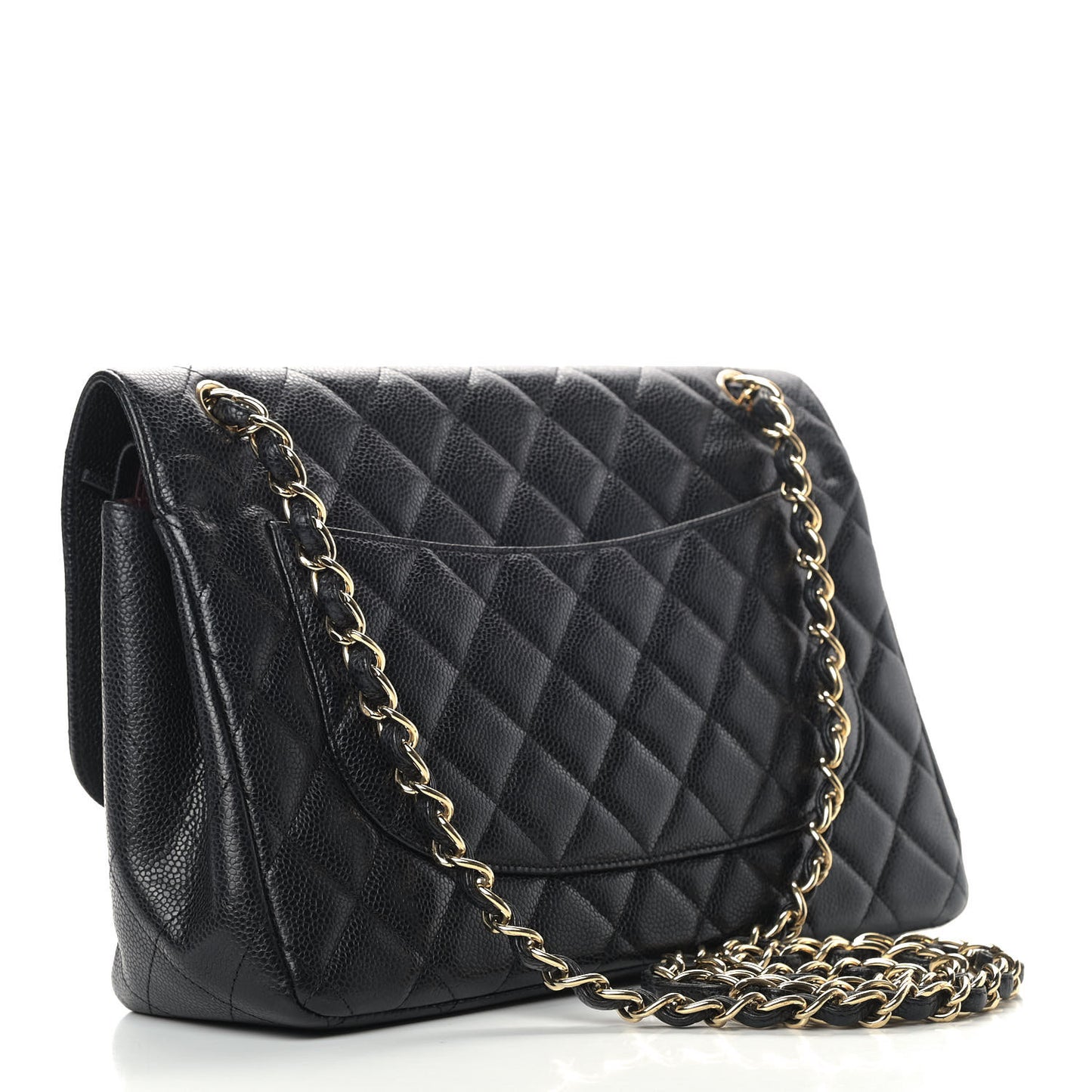 Caviar Quilted Jumbo Double Flap Black