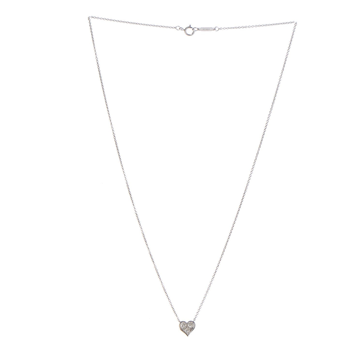 Tiffany Platinum Diamond Heart Pendant Necklace 3 of 8