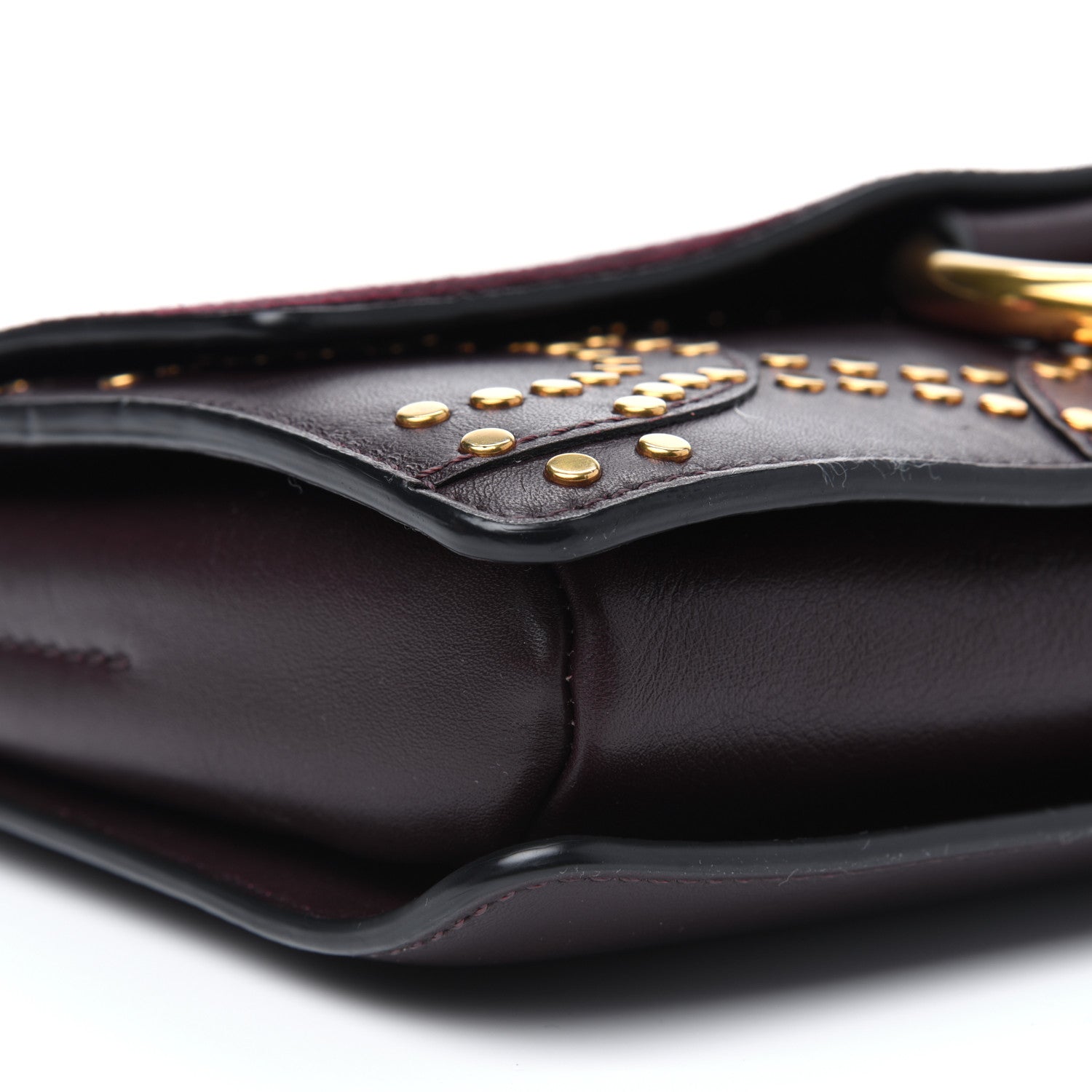 Chloe Suede Calfskin Studded Small Faye Shoulder Bag Dark Purple 15 of 20