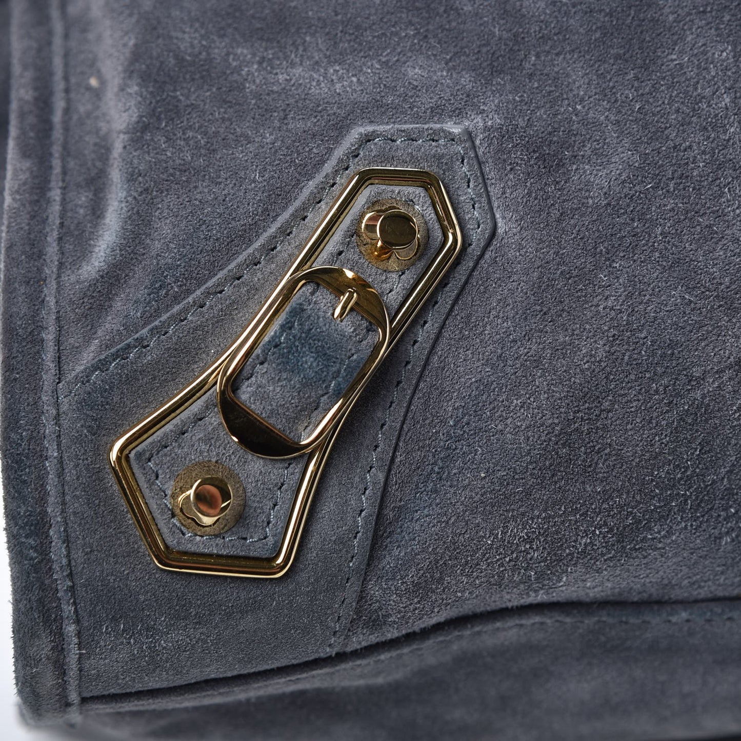 Baby Daim Suede Gold Metallic Edge Hardware City Gris Plomb