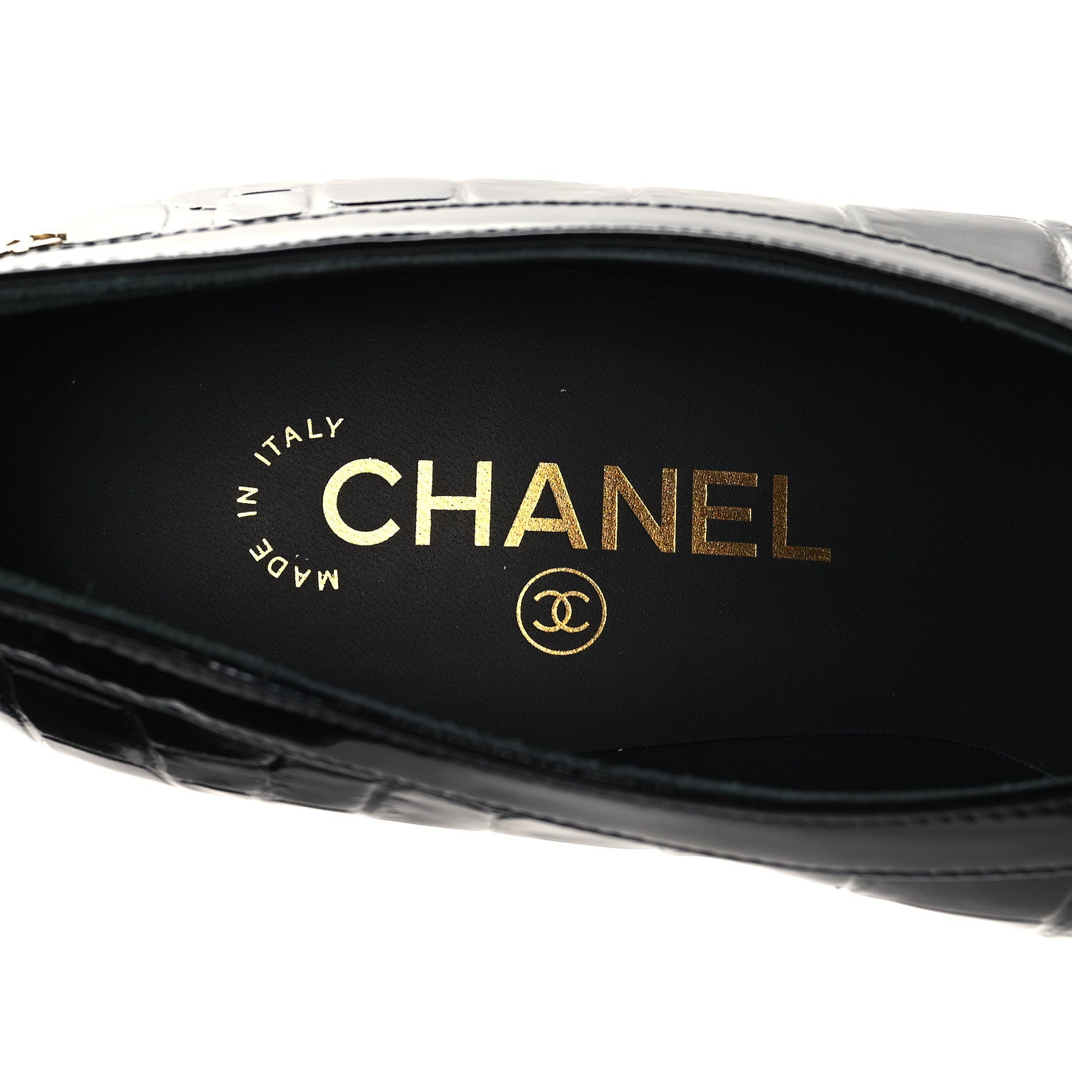 Chanel Crocodile Embossed Patent Calfskin Pumps 38.5 Black 19 of 20