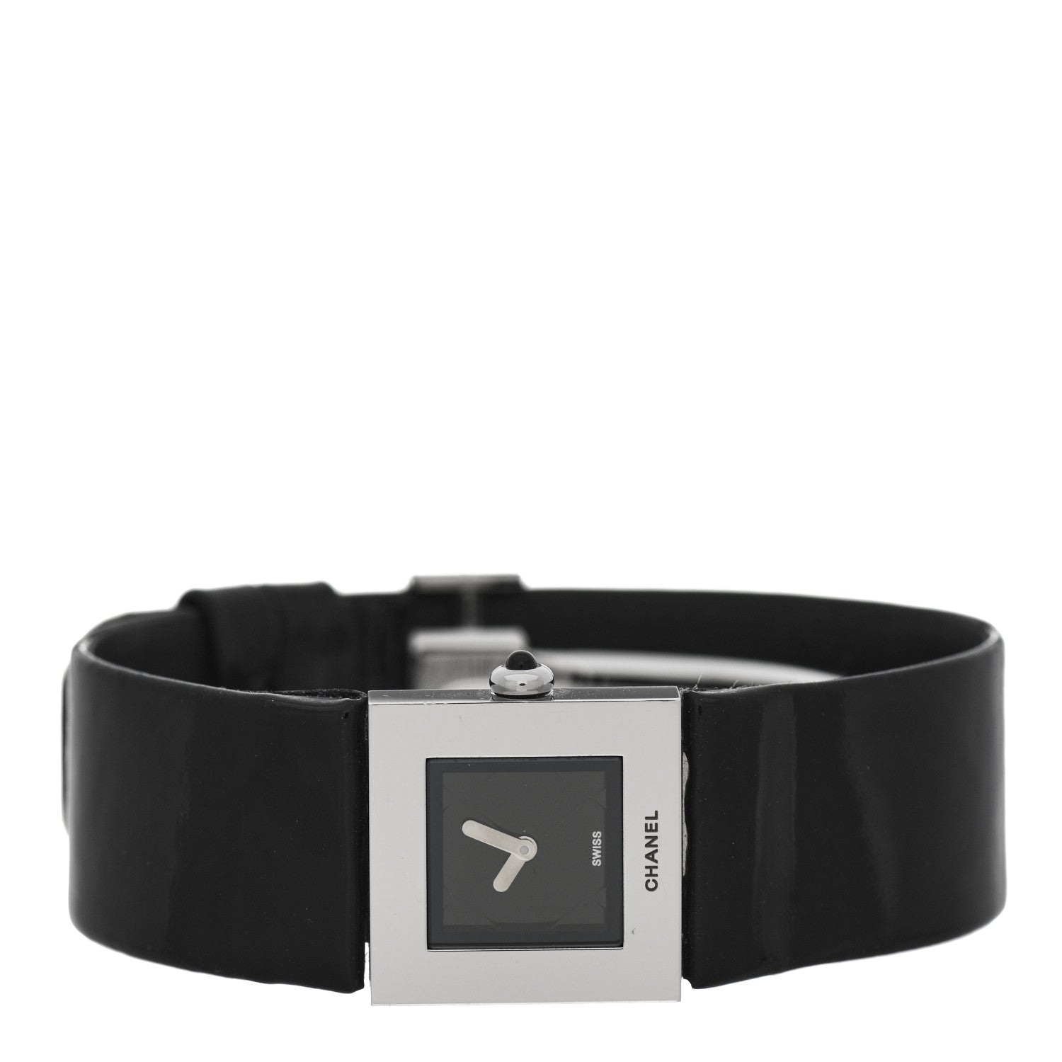 Chanel Stainless Steel Patent 19mm Matelasse Quartz Watch Black 2 of 6