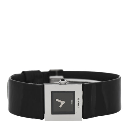Chanel Stainless Steel Patent 19mm Matelasse Quartz Watch Black 2 of 6