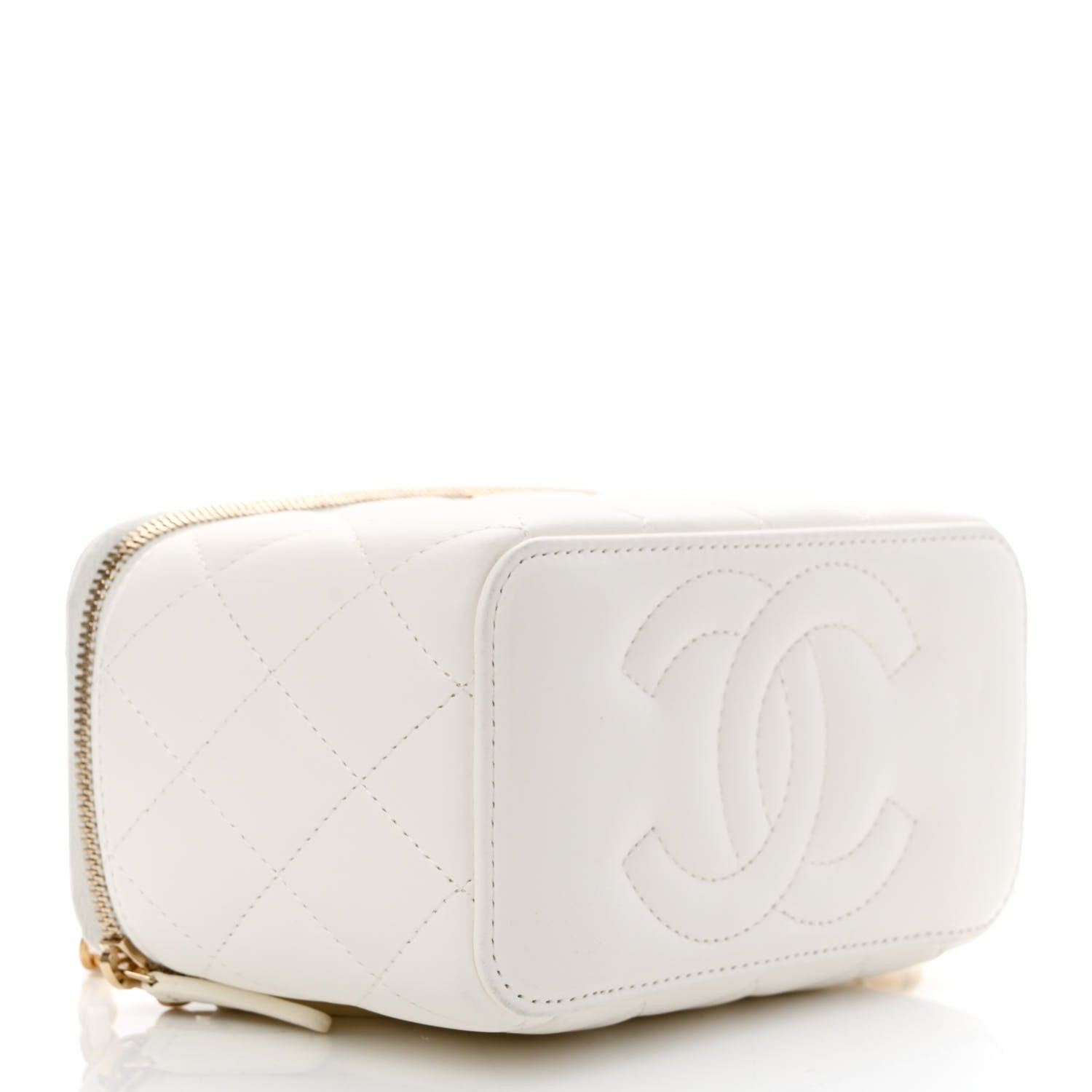 Chanel Lambskin Quilted Pearl Crush Small Vanity Case With Chain White 4 of 12