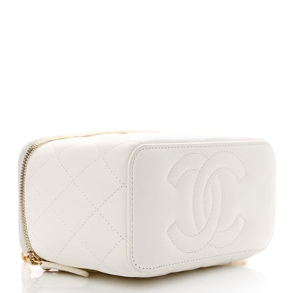 Chanel Lambskin Quilted Pearl Crush Small Vanity Case With Chain White 4 of 12