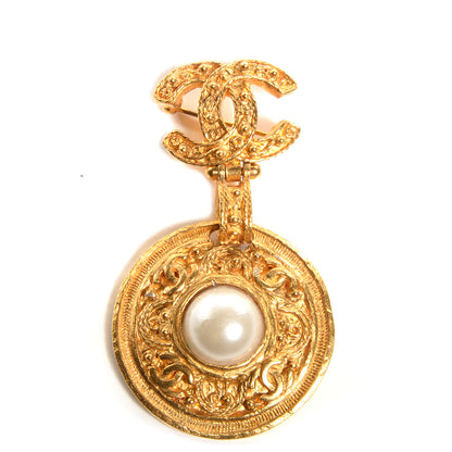 Chanel Pearl CC Drop Brooch Gold 1 of 5