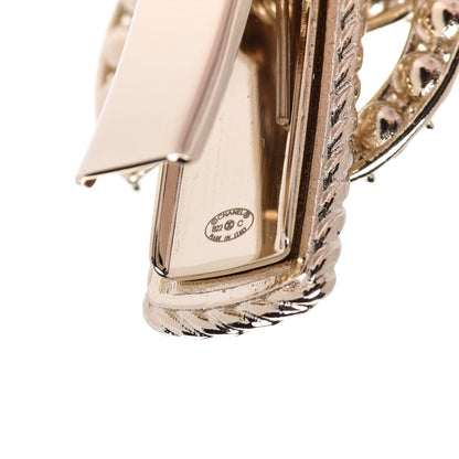 Chanel Metal Crystal Pearl CC Hair Clip Gold Pearly White 3 of 4