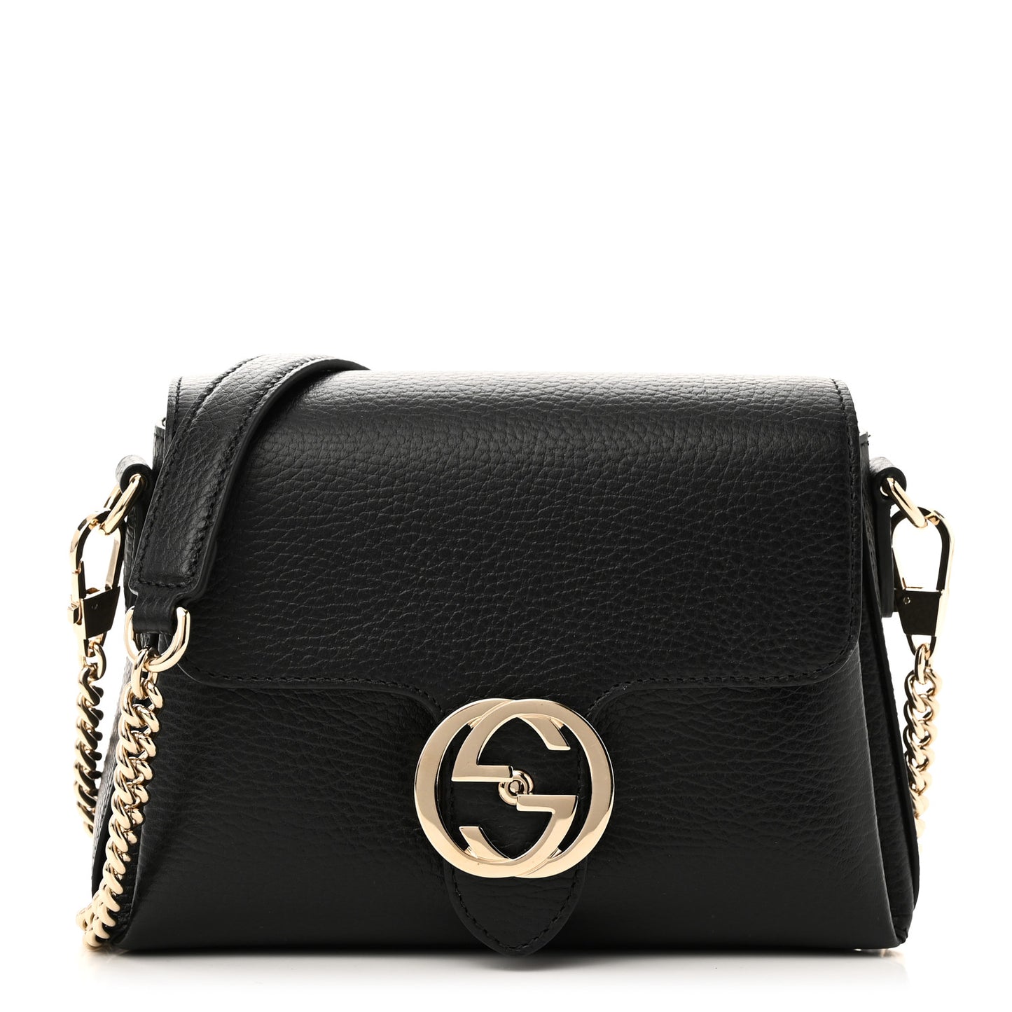 Dollar Calfskin Interlocking G Crossbody Bag Black