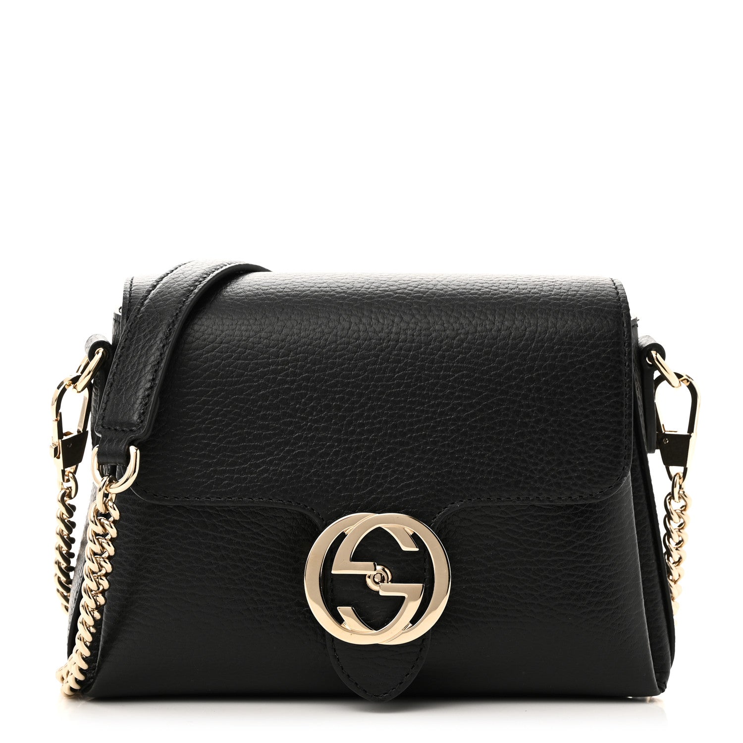 Gucci Dollar Calfskin Interlocking G Crossbody Bag Black 1 of 10