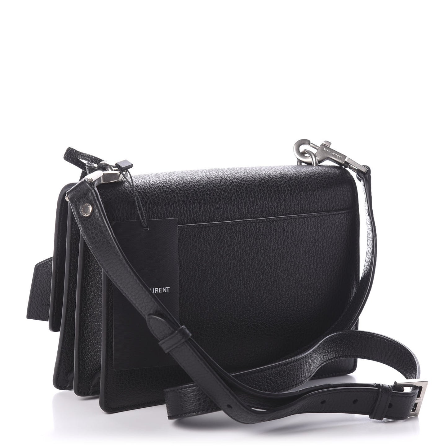 Grained Calfskin Medium Monogram Sunset Satchel Black