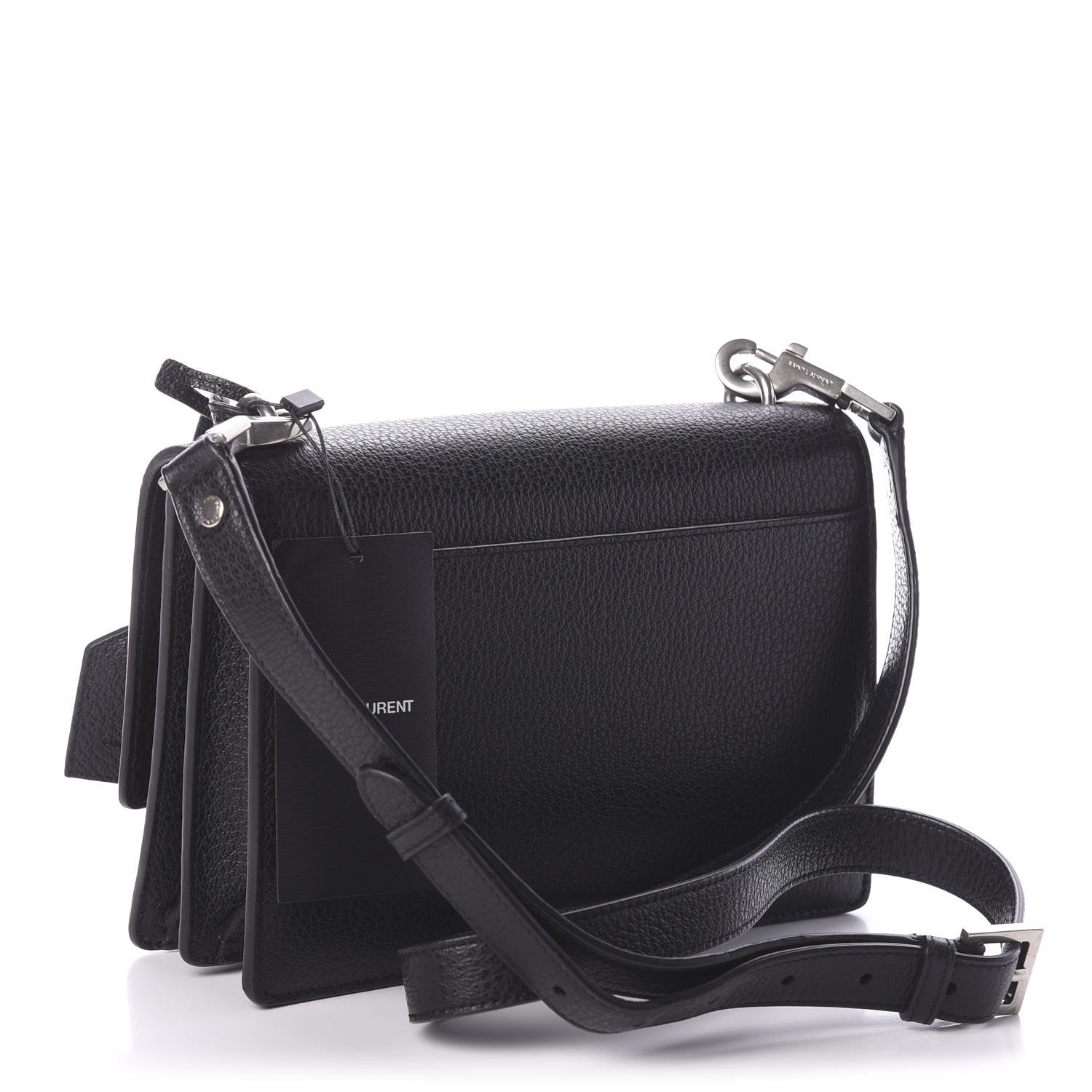 Saint Laurent Grained Calfskin Medium Monogram Sunset Satchel Black 3 of 8